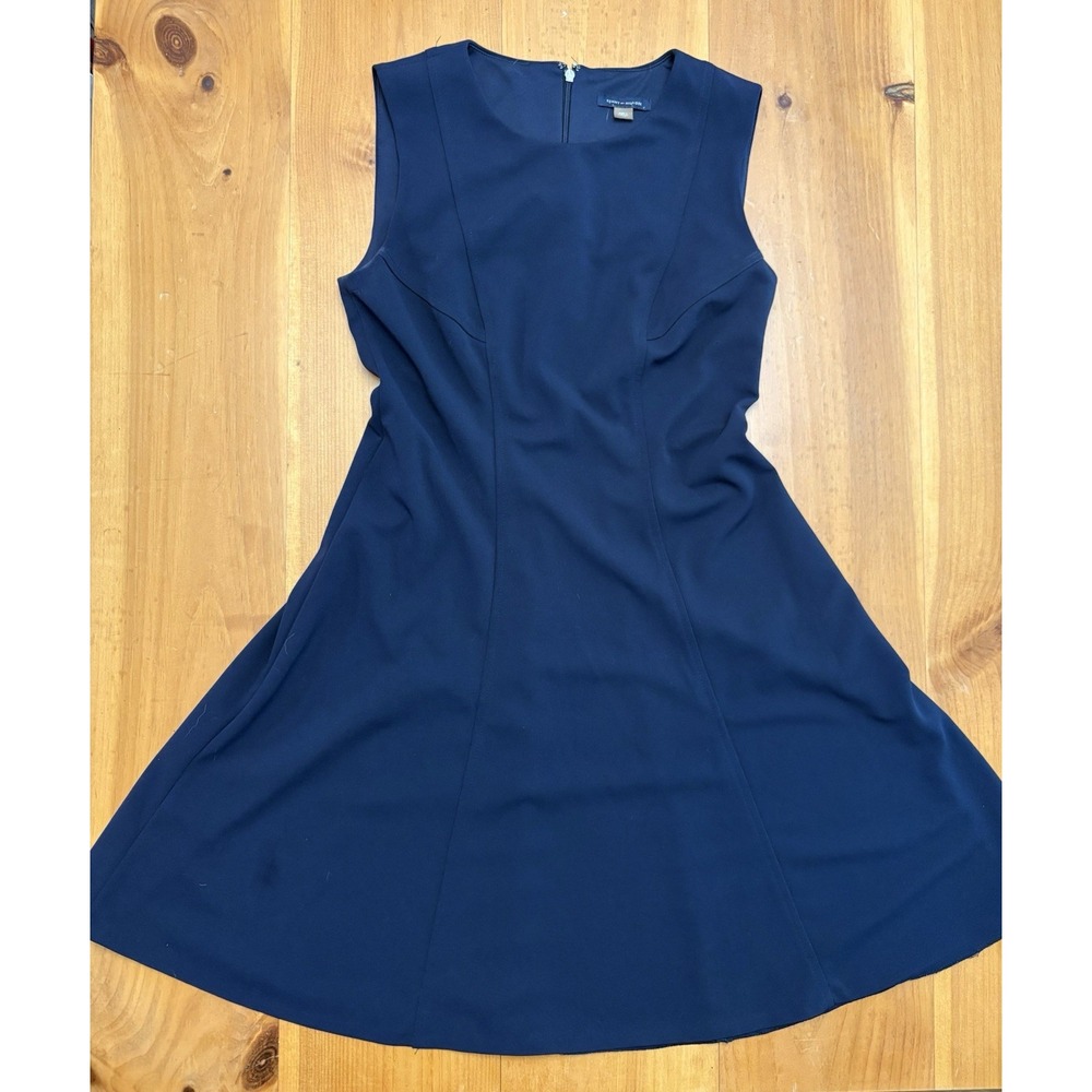 Tommy Hilfiger Dress Womens 10 Navy Blue A- Line Flare Sleeveless Knee Length